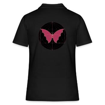 Géométrie sacrée papillon - Polo Femme - noir - Dos - Ailine (174cm)