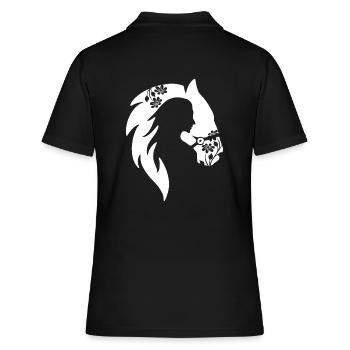 Chevaux Cheval Fille Motif de Fleur - Polo Femme - noir - Dos - Ailine (174cm)