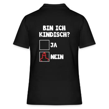 Bin ich kindisch ja nein für dunkle Mode - Frauen Polo Shirt - Schwarz - Hinten - Ailine (174cm)