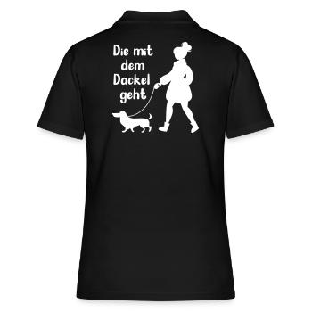 Dackel Hundebesitzerin Die mit dem Hund geht - Frauen Polo Shirt - Schwarz - Hinten - Ailine (174cm)