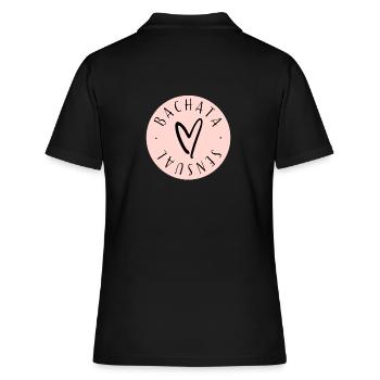 Bachata Sensual Circle - Frauen Polo Shirt - Schwarz - Hinten - Ailine (174cm)