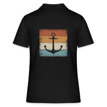 Anker Maritim Meer Seefahrt - Frauen Polo Shirt - Schwarz - Hinten - Ailine (174cm)