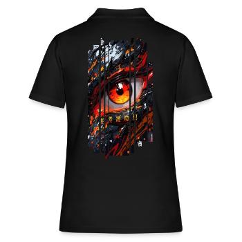 Cyborg Eyes Drachenmädchen - Frauen Polo Shirt - Schwarz - Hinten - Ailine (174cm)