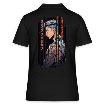 Homme tatoué cyber orange - Polo Femme - noir - Dos - Ailine (174cm)
