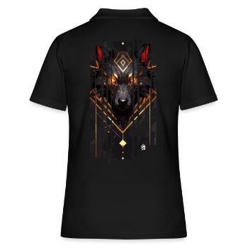 Goldener Wolf Cyborg - Frauen Polo Shirt - Schwarz - Hinten - Ailine (174cm)