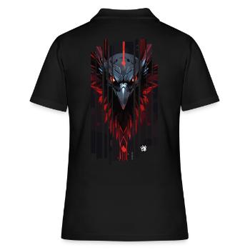Cyborg corbeau kanji rouge - Polo Femme - noir - Dos - Ailine (174cm)