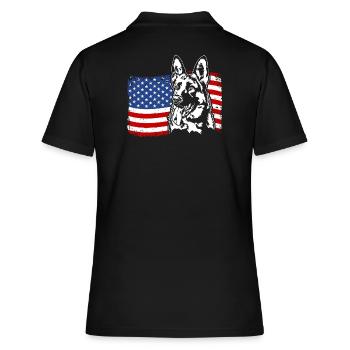 Berger Allemand US Amérique Drapeau Wilsigns - Polo Femme - noir - Dos - Ailine (174cm)
