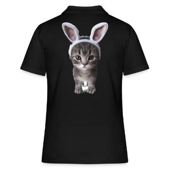 Cat with rabbit ears - Women's Polo Shirt - black - Back - Ailine (174cm)