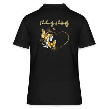 Butterfly Heart Art Butterfly Graphic - Women's Polo Shirt - black - Back - Ailine (174cm)