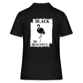 flamant rose noir préfère noir noir beau - Polo Femme - noir - Dos - Ailine (174cm)
