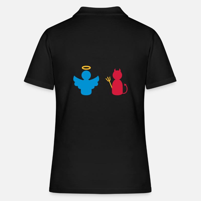 ★ Couleurs de conception modifiables ★ Anges et démons - Polo Femme - noir