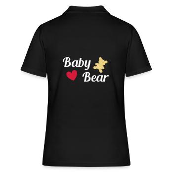 ★ Designfarben änderbar ★ Baby bear (Bär, Herz) - Frauen Polo Shirt - Schwarz - Hinten - Ailine (174cm)