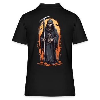 Mitternachts Grim Reaper Schatten zu Halloween - Frauen Polo Shirt - Schwarz - Hinten - Ailine (174cm)