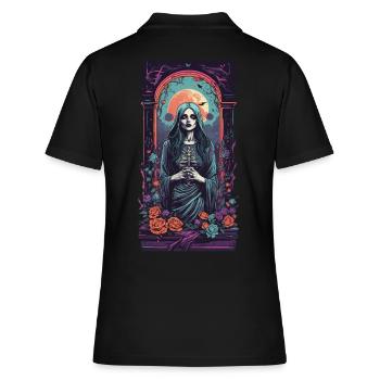 Vintage Goth Girl Viktorianische Okkult Ästhetik - Frauen Polo Shirt - Schwarz - Hinten - Ailine (174cm)
