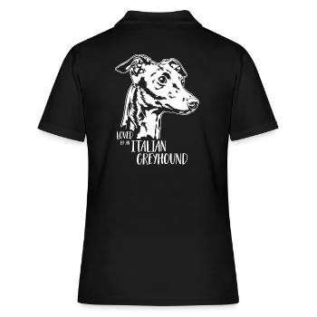 Loved by an ITALIAN GREYHOUND Hundespruch Wilsigns - Frauen Polo Shirt - Schwarz - Hinten - Ailine (174cm)