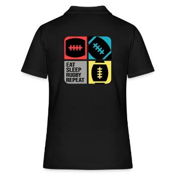 rugby rugbyspieler rugbysaison rugbytime - Frauen Polo Shirt - Schwarz - Hinten - Ailine (174cm)