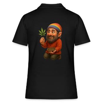 Growzwerg mit Hanfblatt und Samen - Frauen Polo Shirt - Schwarz - Hinten - Ailine (174cm)