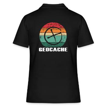 géocache géocacher chasse au trésor-coucher de soleil - Polo Femme - noir - Dos - Ailine (174cm)