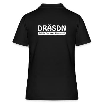 Dresden – An jeder Ecke lecker Eierschecke - Frauen Polo Shirt - Schwarz - Hinten - Ailine (174cm)