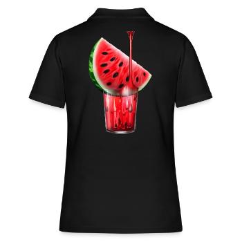Saftige Wassermelone im Glas - Frauen Polo Shirt - Schwarz - Hinten - Ailine (174cm)