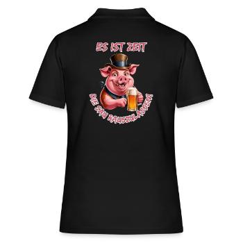 Es ist Zeit die Sau Rauszulassen!-Coole Party Sau - Frauen Polo Shirt - Schwarz - Hinten - Ailine (174cm)