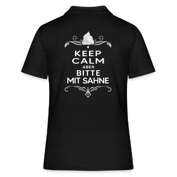 pause déjeuner « restez calme mais s’il vous plaît avec de la crème"chill - Polo Femme - noir - Dos - Ailine (174cm)