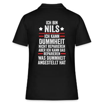 Nils - Frauen Polo Shirt - Schwarz - Hinten - Ailine (174cm)