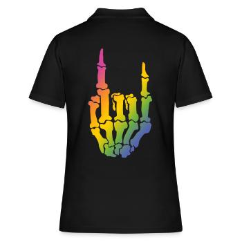 Peace Love Metal Regenbogenfarbe - Musik - Frauen Polo Shirt - Schwarz - Hinten - Ailine (174cm)
