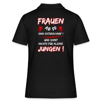 Women over 50 are extra hot... 50th Birthday - Women's Polo Shirt - black - Back - Ailine (174cm)