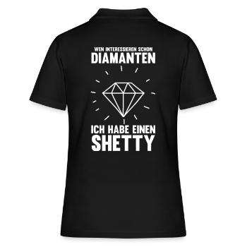 Pferd Reitsport Reiten Pferdesport Shetty - Frauen Polo Shirt - Schwarz - Hinten - Ailine (174cm)