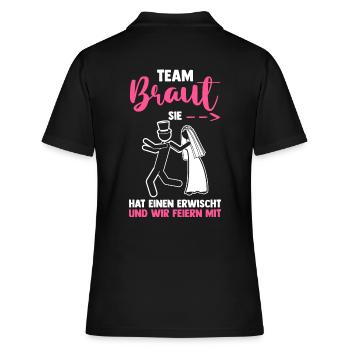Braut Hochzeit Heiraten Junggesellenabschied - Frauen Polo Shirt - Schwarz - Hinten - Ailine (174cm)