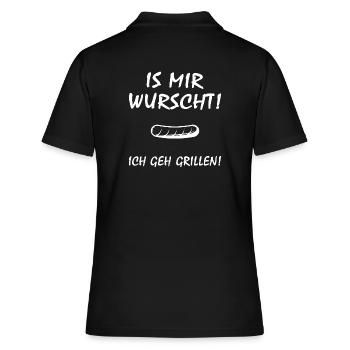 Grillen "Wurscht" Grillsprüche BBQ-Grill Fleisch - Frauen Polo Shirt - Schwarz - Hinten - Ailine (174cm)