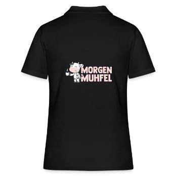 cow farmer farmer morning mill - Women's Polo Shirt - black - Back - Ailine (174cm)