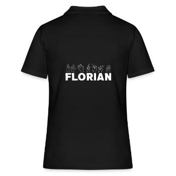 Gebärdensprache Florian - Frauen Polo Shirt - Schwarz - Hinten - Ailine (174cm)