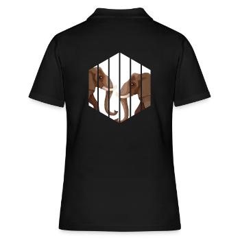 Elefant Dickhäuter Afrika Safari - Frauen Polo Shirt - Schwarz - Hinten - Ailine (174cm)