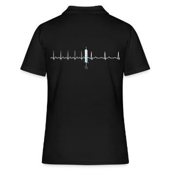 Docteur en anesthésie drôle de seringue de battement de coeur d'ECG - Polo Femme - noir - Dos - Ailine (174cm)