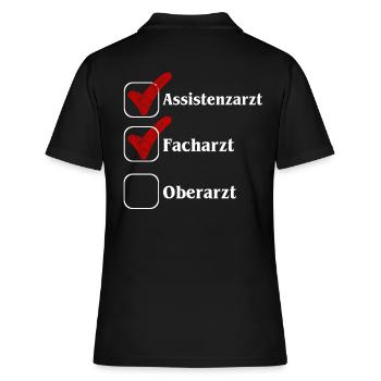Assistenzarzt Facharzt Oberarzt - Frauen Polo Shirt - Schwarz - Hinten - Ailine (174cm)
