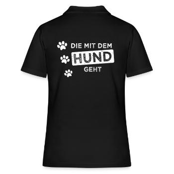 Die mit dem Hund geht Lustiger Hunde Spruch Damen - Frauen Polo Shirt - Schwarz - Hinten - Ailine (174cm)