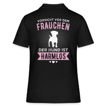 Vorsicht vor dem Frauchen Hunde Spruch Damen Hund - Frauen Polo Shirt - Schwarz - Hinten - Ailine (174cm)