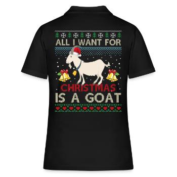 Ugly Christmas Sweater Mit Ziege zu Weihnachten - Frauen Polo Shirt - Schwarz - Hinten - Ailine (174cm)