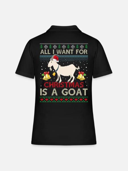 Ugly Christmas Sweater With Goat For Christmas - Women's Polo Shirt - black
