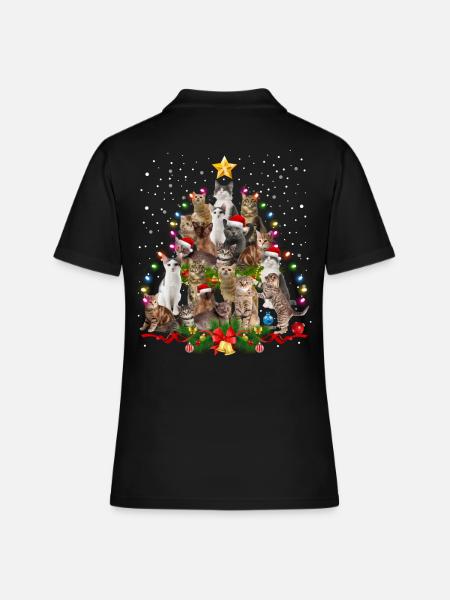 Arbre de noël chats noël - Polo Femme - noir