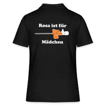 LUSTIGER SPRUCH RETTUNGSDIENST ANÄSTHESIE NARKOSE - Frauen Polo Shirt - Schwarz - Hinten - Ailine (174cm)