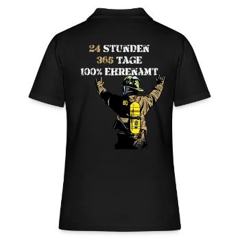 FREIWILLIGE FEUERWEHR - 100% EHRENAMT - Frauen Polo Shirt - Schwarz - Hinten - Ailine (174cm)