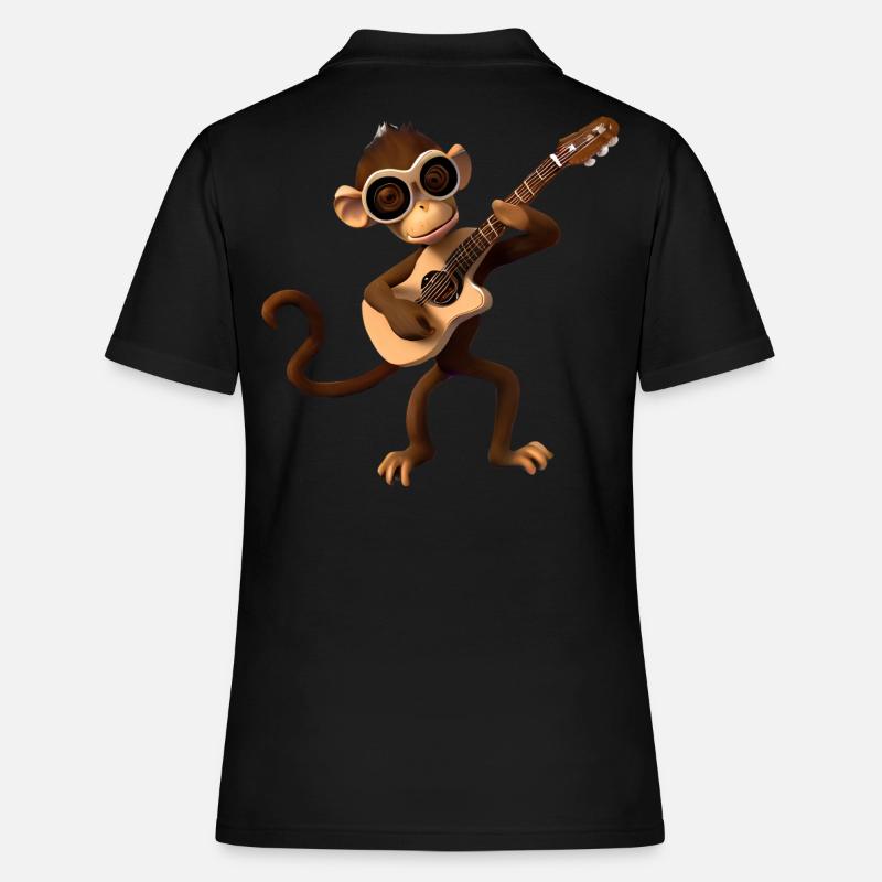 Affe Gitarrist - Frauen Polo Shirt - Schwarz