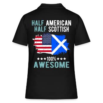 Halb Amerikaner Halb Schotte - Frauen Polo Shirt - Schwarz - Hinten - Ailine (174cm)