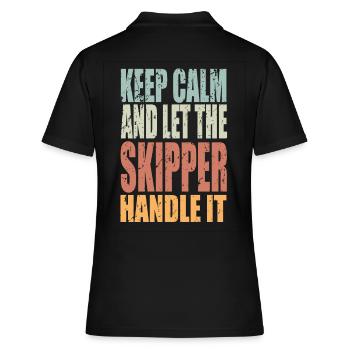 Keep Calm Skipper Spruch Skipper Geschenk - Frauen Polo Shirt - Schwarz - Hinten - Ailine (174cm)