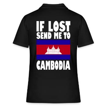 Drapeau du Cambodge Disant - Polo Femme - noir - Dos - Ailine (174cm)