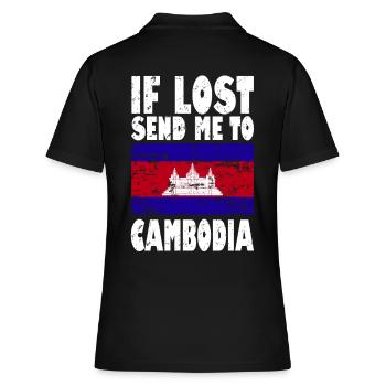 Drapeau du Cambodge Disant - Polo Femme - noir - Dos - Ailine (174cm)