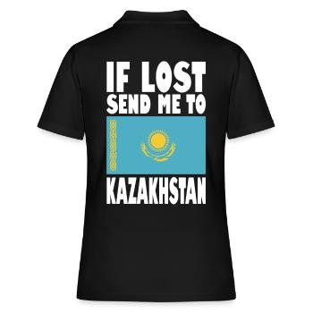 Kasachstan Flagge Spruch - Frauen Polo Shirt - Schwarz - Hinten - Ailine (174cm)
